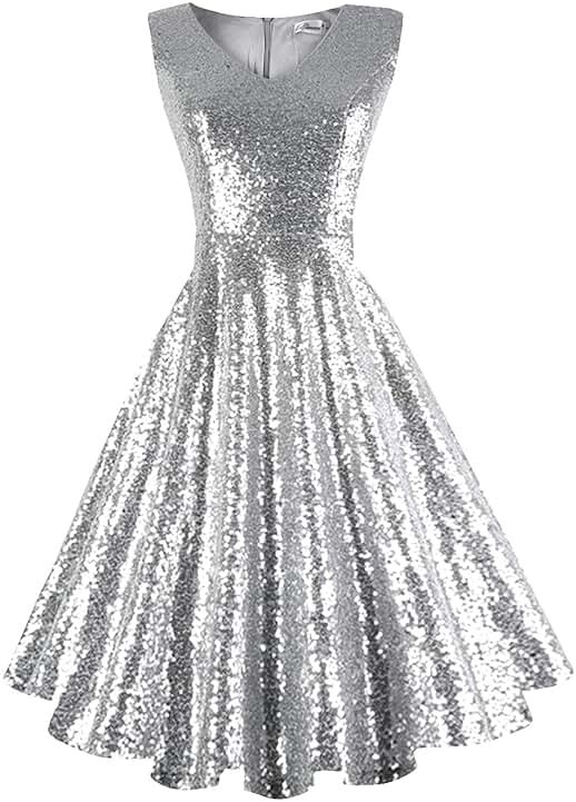 Dressever Women's 50s 60s Vintage Sleeveless Cocktail Party Dress with Pockets - Product Image