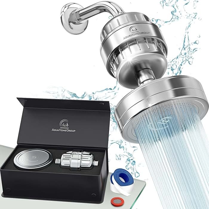 AquaHomeGroup - Filtered Shower Head & 20 Stage Shower Filter - Standard - Chrome - Product Image