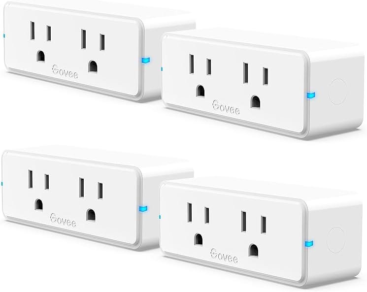 Govee Dual Smart Plug 4 Pack, 15A WiFi Bluetooth Outlet, Work with Alexa and Google Assistant, 2-in-1 Compact Design, Govee Home App Control Remotely with No Hub Required, Timer, FCC and ETL Certified - Product Image