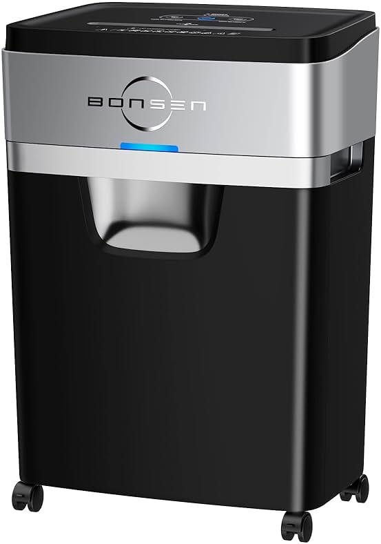 BONSEN Paper Shredder, 20-Sheet 60 Mins Nonstop Heavy Duty Paper Shredder for Office, 60dB Ultra Quiet Cross-Cut Shredder with 6.6 Gals Basket, Anti-Jam CD and Credit Shredder for Home Office (S3104) - Product Image