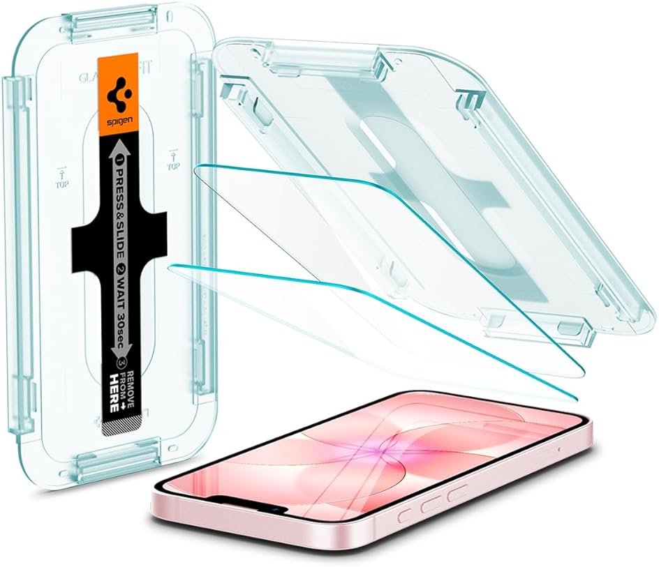 Spigen Tempered Glass Screen Protector [GlasTR EZ FIT] designed for iPhone 17e / iPhone 16e / iPhone 14 / iPhone 13 Pro/iPhone 13 [Sensor Protection - 2 Pack] - Product Image