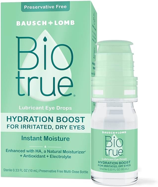 Biotrue Hydration Boost, Preservative-Free Eye Drops for Dry Eyes, Instantly Moisturizes, Rehydrates, Contact Lens Friendly, Refresh & Relieve Eye Irritation, 0.33 FL Oz (Pack of 1) - Product Image