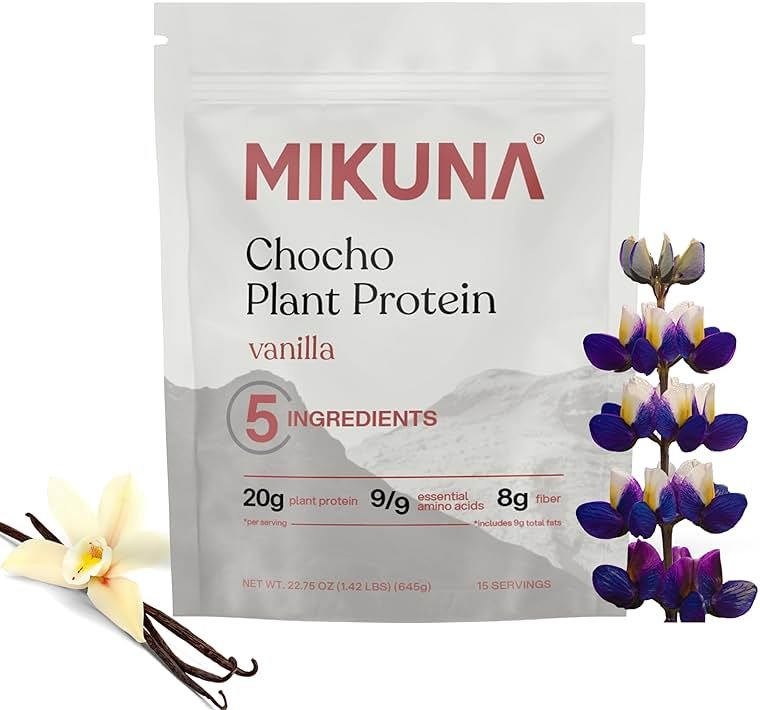 Mikuna Chocho Plant Protein Powder, Vanilla - 20g Protein, 8g Fiber - Third-Party Tested, Vegan, Lectin Free - 15 Servings - Product Image