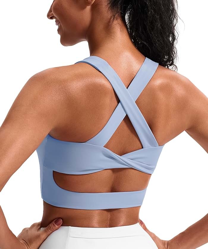 Sports Bras for Women Criss-Cross Back Padded Workout Tank Tops Medium Support Crop Tops for Women - Product Image