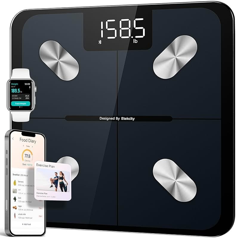 Etekcity Smart Scale for Body Weight, FSA&HSA Eligible, Bathroom Digital Weighing Scale with BMI, Body Fat, Muscle Mass, Accurate Bluetooth Home User Health Equipment Sync Apps, LED, Tempered glass - Product Image
