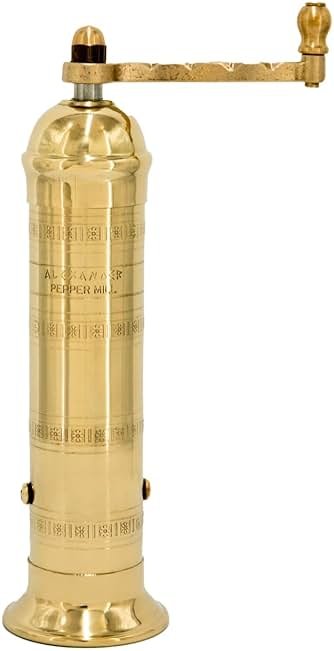 Alexander Home Original Greek Pepper Mill, 8-Inch Brass – European Manual Pepper Grinder Refillable - Product Image