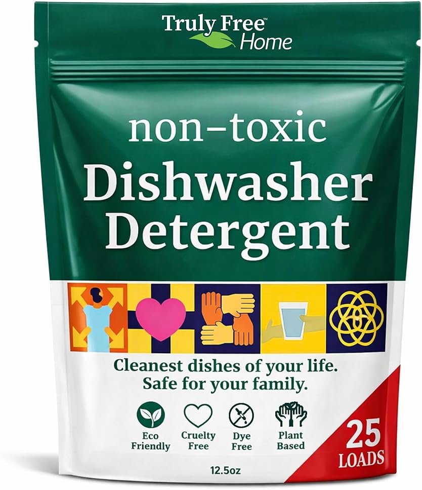 Truly Free Dishwasher Detergent Powder | Natural Dish Detergent, Dishwasher Soap | Plastic Free, Plant-Based, Clean, Heavy Duty Hard Water Stain & Grease Remover | Fragrance Free | 12.5 oz (Pack of 1) - Product Image
