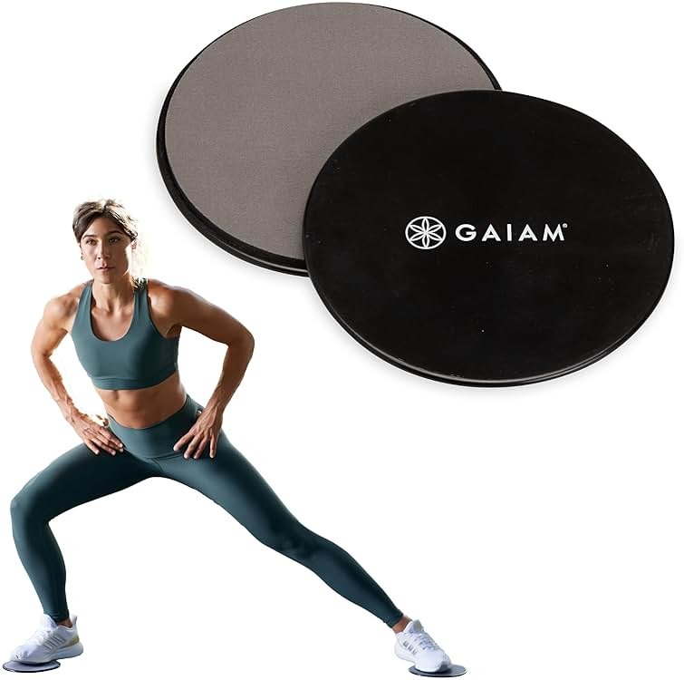 Gaiam Core Sliding Discs - Dual Sided Workout Sliders for Carpet & Hardwood Floor - Home Ab Pads Exercise Equipment Fitness Sliders for Women and Men - Product Image