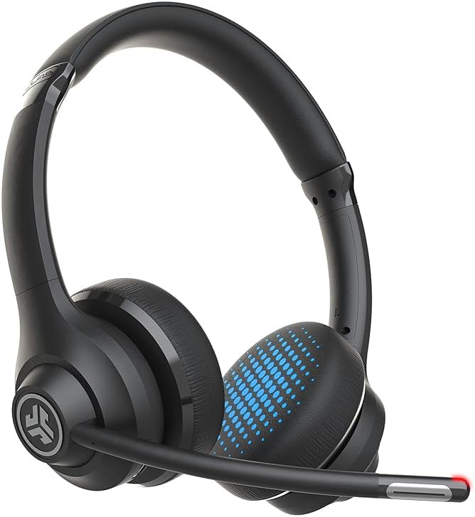 JLab Go Work Wireless Headsets with Microphone, 45+ Playtime PC Bluetooth Headset and Multipoint Connect to Laptop Computer and Mobile, Wired or Wireless Headphones (1 Pack) - Product Image
