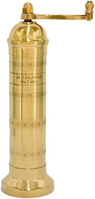 Alexander Home Original Greek Salt Mill, 8-Inch Brass – European Manual Salt Grinder Refillable - Product Image