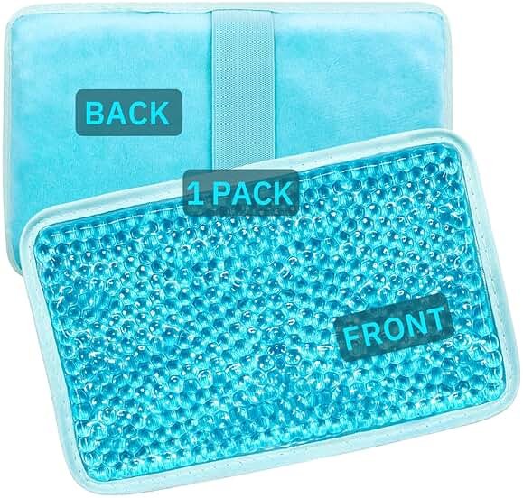 Gel Beads Ice Pack Ice Bag with Strap-1 Pack Reusable Hot & Cold Pack Compress for Knee, Shoulder, Foot, Back, Ankle, Neck, Hip, Elbow, Wisdom Tooth-7.76''x4.93''(Blue) - Product Image