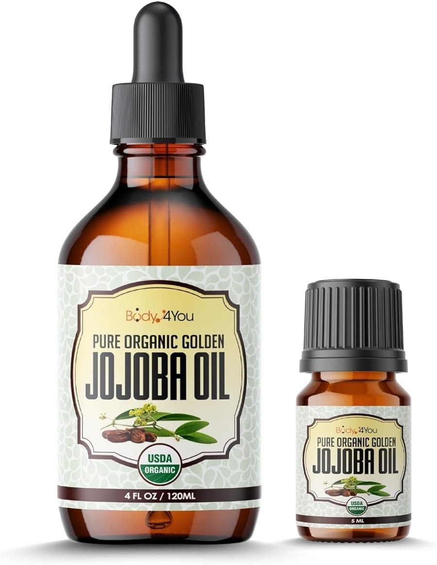 BodyJ4You Organic Jojoba Oil Piercing Aftercare - USDA 100% Pure Cold Pressed Ear Stretching Oil - Gauge Care Nose Septum Cartilage Tragus Navel - Natural Skin Recovery Moisturizer Vegan - Value Pack - Product Image