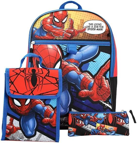 BIOWORLD Mens Spider-man 6-Piece Backpack Set (Little Kid/Big Kid), Blue, One size - Product Image