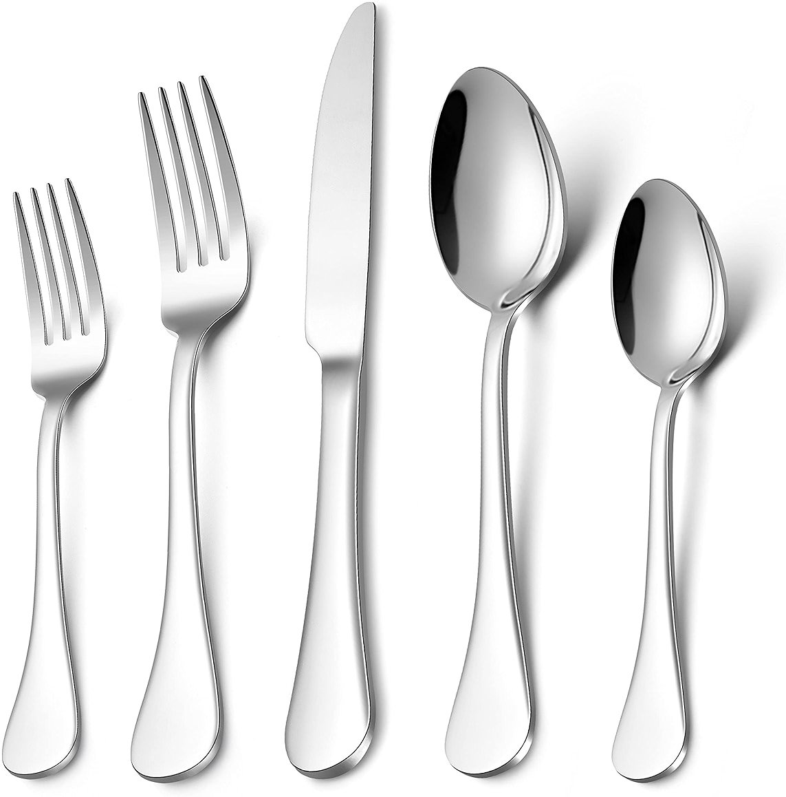 LIANYU 30-Piece 18/10 Flatware Set, Stainless Steel Fancy Silverware Cutlery Set for 6, Tableware Eating Utensils for Restaurant Wedding, Dishwasher Safe, Mirror Polished - Product Image