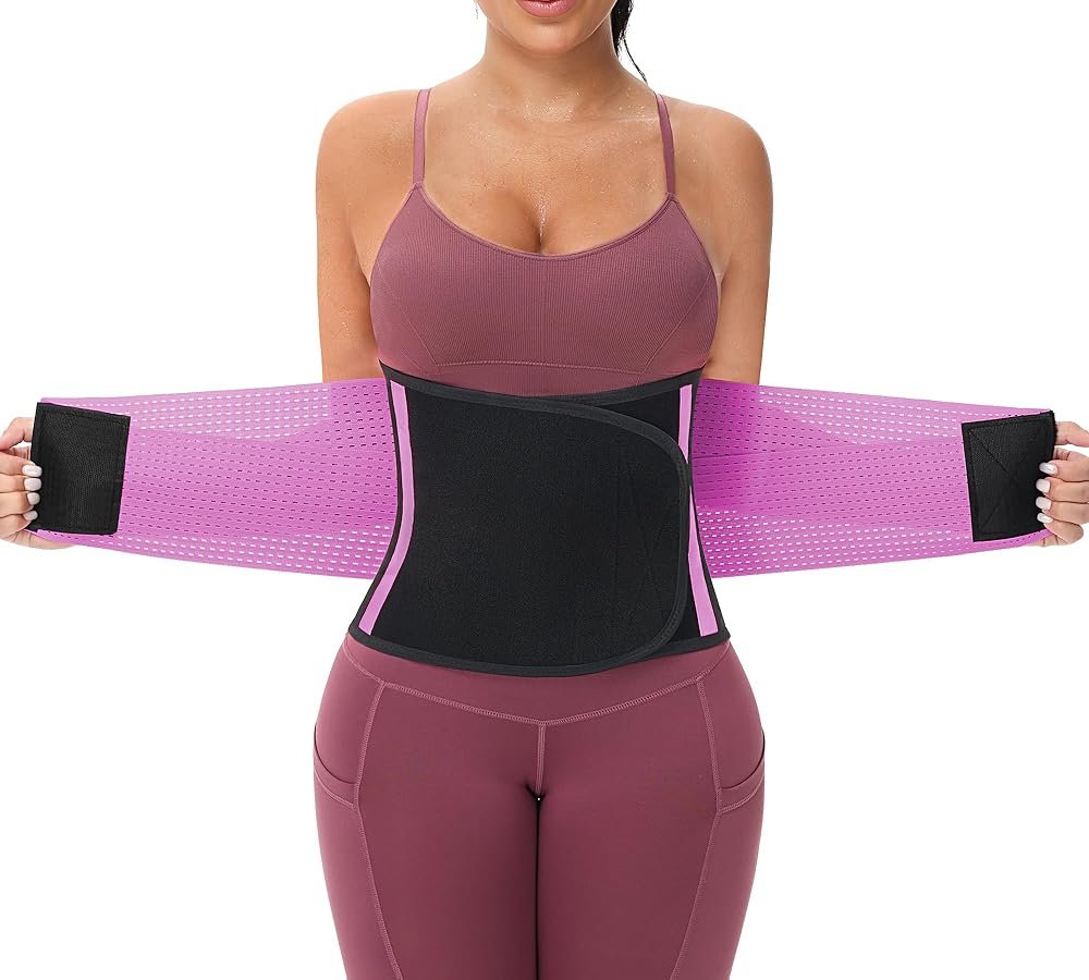 KOOCHY Waist Trainer for Women - Waist Trimmer Back Support Belt Sweat Wrap for Weight Loss Workout Fitness Gym Sport - Product Image