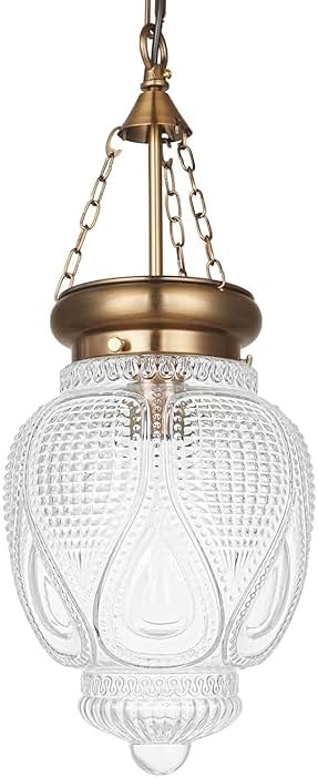 DSMJFU Brass Gold Glass Ceiling Pendant Light Kitchen Island Lighting Farmhouse Vintage Pendant Light Hanging Light Fixture for Dining Room, Entryway, Sink, Breakfast Nook - Product Image