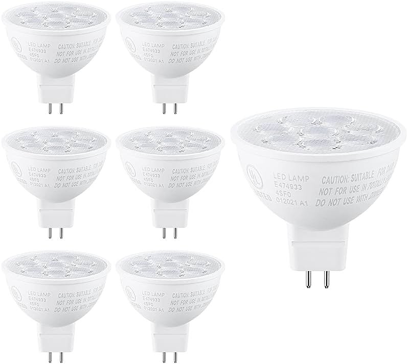 TORCHSTAR MR16 LED Bulbs 50W Halogen Equivalent, 550LM Super Bright 6.5W, 3000K Warm White, 12V Low Voltage GU5.3 Bi-Pin Base, UL Listed, for Recessed Lighting, Track Light Head, Pack of 6 - Product Image