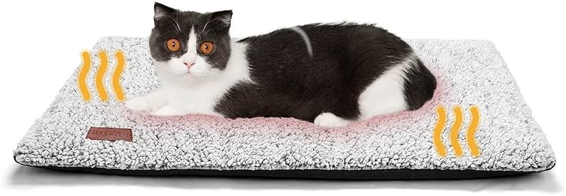 Self Warming Cat Bed Self Heating Cat Dog Mat 24 x 18 inch Extra Warm Thermal Pet Pad for Indoor Outdoor Pets with Removable Cover Non-Slip Bottom Washable Non Electric - Product Image