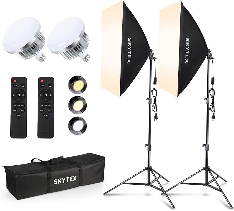 Skytex Softbox Lighting Kit 2Pack 20x28in Soft Box | 85W 2700-6400K E27 LED Bulb Continuous Photography Lighting, Photo Studio Lights Equipment for Camera Shooting, Video Recording - Product Image
