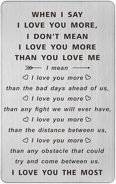 TANWIH When I Say I Love You More Wallet Card, I Love You Gifts for Him Her, Romantic Birthday Gifts for Men, Anniversary Card for Husband, Long Distance Present for Boyfriend, Fathers Day, Valentines - Product Image