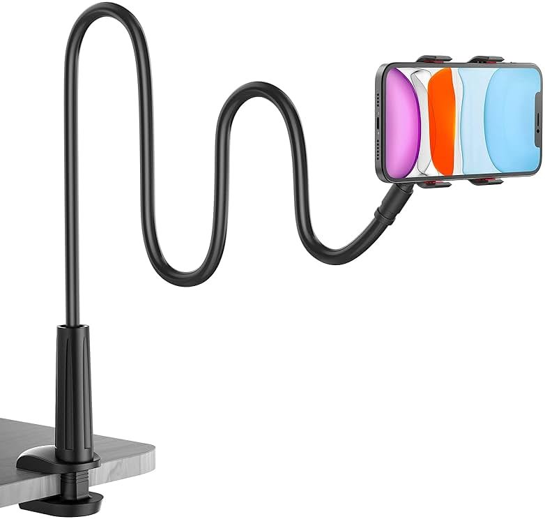 Gooseneck Phone Holder for Bed, Flexible Lazy Arm Cell Phone Holder 360 Adjustable Clamp Bracket Mount Desk for iPhone 14 Pro Max Plus 13 12 Pro Max Mini 11 Pro Xs XR X 8 Samsung S22 S21 Phones - Product Image