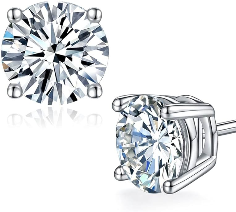 Moissanite Stud Earrings for Women,Sterling Silver 925 Earrings Jewelry Engagement Gifts for Women Men - Product Image