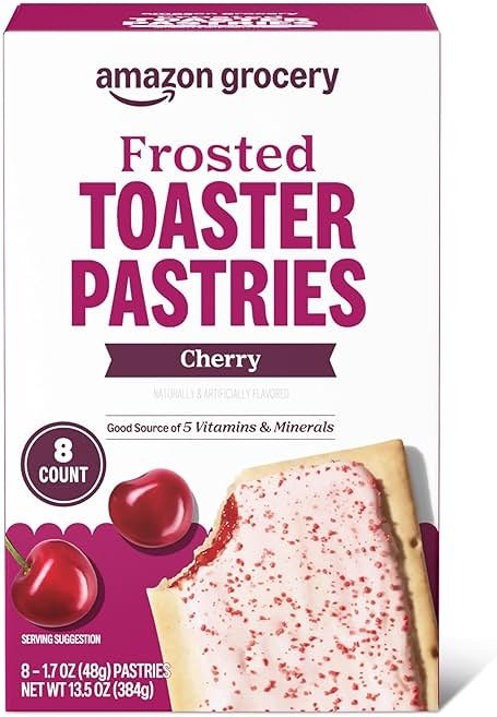 Amazon Grocery, Frosted Toaster Pastries, Cherry, 13.5 Oz, 8 Ct - Product Image