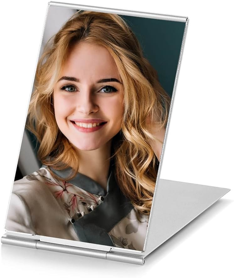 MIRRORNOVA Mirrornova Folding Mirror, Compact Ultra-Slim Small Portable Travel Size Makeup Mirror (Aluminum Shell, 3.3inch) - Product Image