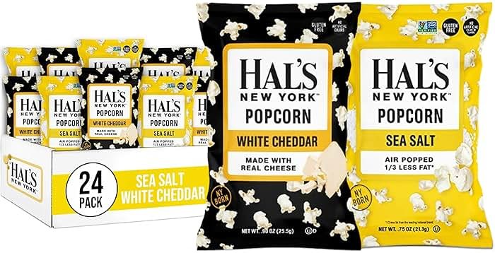 Hal's New York Popcorn, Gluten Free, 0.75oz and 0.90oz (Popcorn Variety Pack, Pack of 24) - Product Image