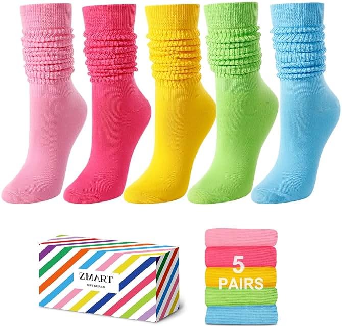 Zmart Slouchy Socks for Women - Slouch Scrunch Socks, 4-5 Pairs Knee Length - Product Image