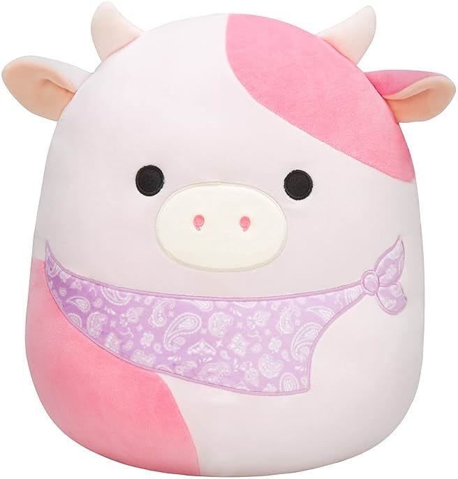 Squishmallows Original 14-Inch Reshma Light Pink Cow with Purple Bandana - Large Ultrasoft Official Jazwares Plush - Product Image