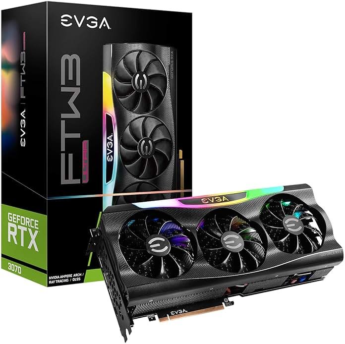 EVGA GeForce RTX 3070 FTW3 Ultra Gaming, 08G-P5-3767-KL, 8GB GDDR6, iCX3 Technology, ARGB LED, Metal Backplate, LHR - Product Image