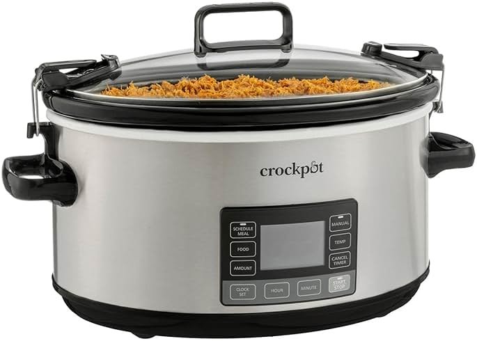 Crock-Pot 7-Quart Slow Cooker, Portable Programmable with Timer, Locking Lid, Stainless Steel; an Essential Kitchen Appliance, Perfect for Families and Gatherings - Product Image