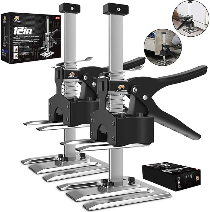XClifes Labor Saving Arm Jack Handle 2 Pack, Construction Jack, Wall Tile Locator, Multi Function Height Adjustment Lifting Device, Door Panel Lifting Cabinet, Raised 6.69 in, Pair Dynamic Load 450 LB - Product Image