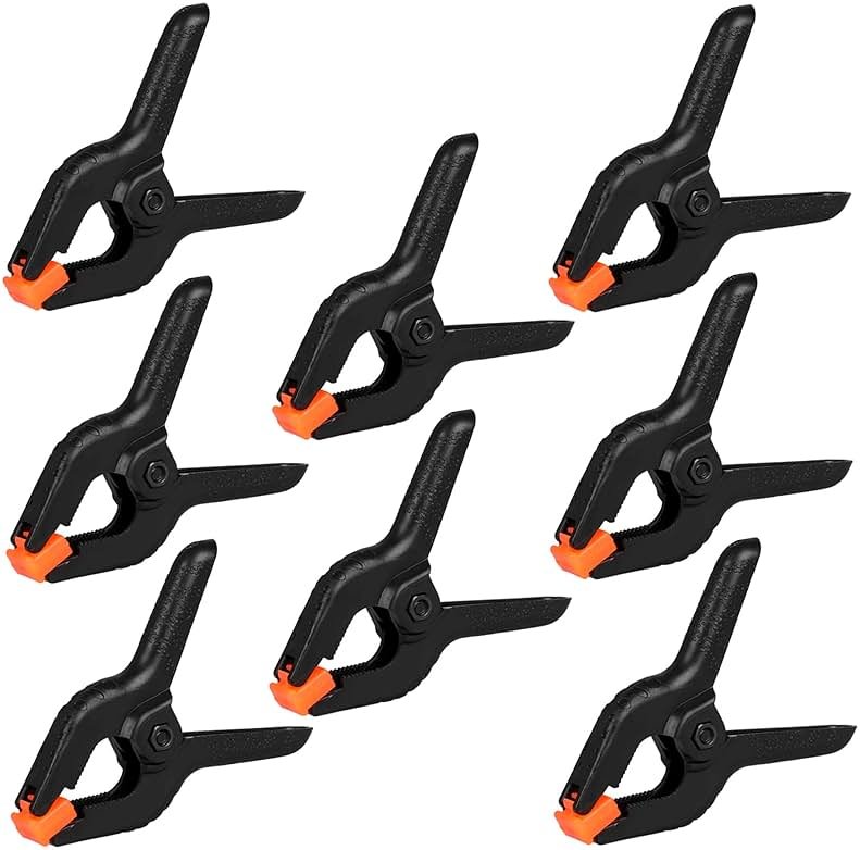 12 Pack Plastic Spring Clamps, 3.5inch Small Heavy Duty Clips for Crafts, Backdrop Stand, Woodworking, Photography Studios (Black) - Product Image