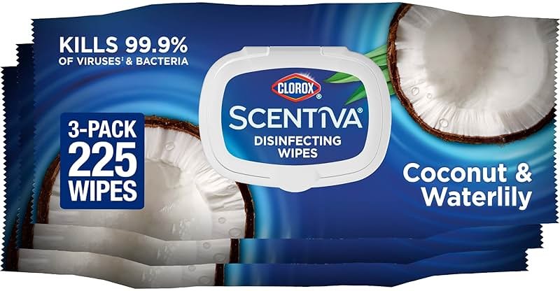 Clorox Scentiva Disinfecting Wipes, Coconut and Waterlily, 75 Count, Pack of 3 (Package May Vary) - Product Image