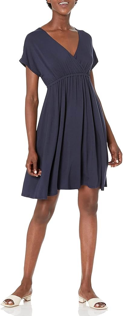Amazon Essentials Women's Surplice V Neck Swing Dress (Available in Plus Size) - Product Image