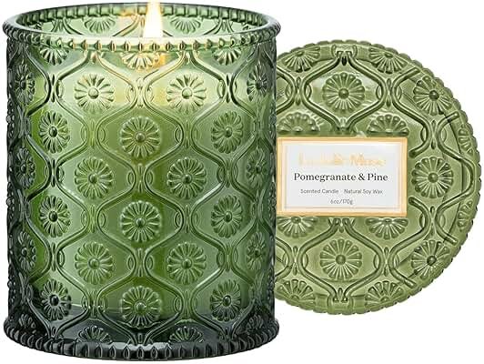 LA JOLIE MUSE Pine & Pomegranate Candle | Lemon, Pomegranate & Pine | 6 oz Natural Soy Wax | 40 Hours Clean Burn | Gift-Ready for Hosts, Gatherings | Elegant Home Décor - Product Image