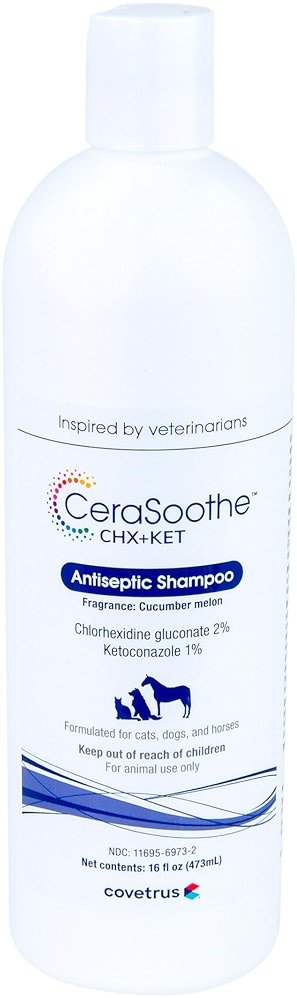 CeraSoothe CHX+KET Antiseptic Shampoo for Dogs, Cats & Horses – Chlorhexidine 2% & Ketoconazole 1% for Skin & Coat Cleansing, 16 oz - Product Image