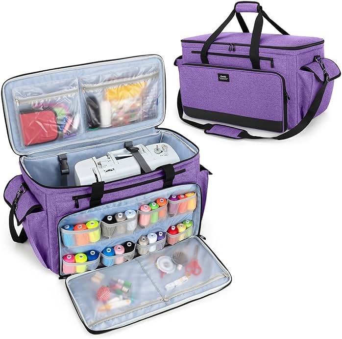 CURMIO Sewing and Embroidery Machine Carrying Case, Universal Tote Bag with Removable Cushion Pad Compatible with Brother SE600, PE535 Embroidery Machine and Accessories, Bag Only - Product Image