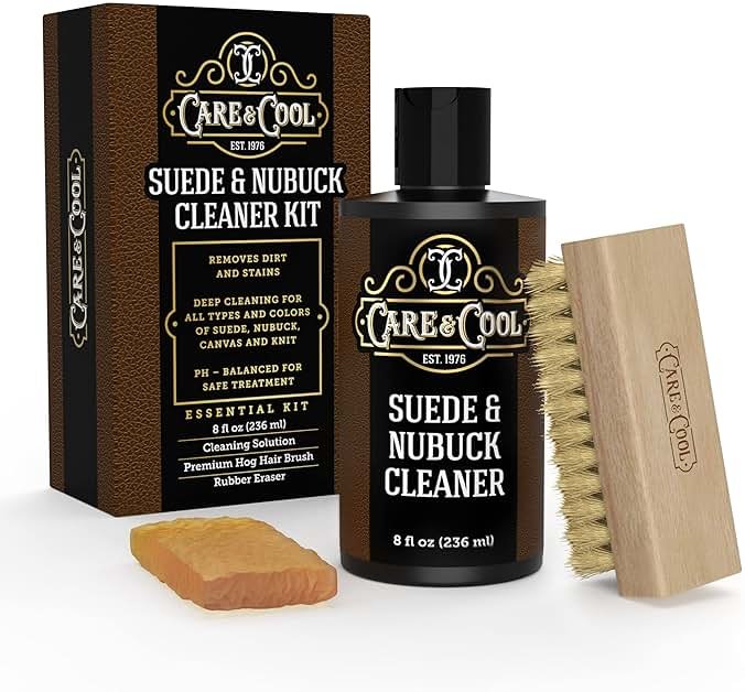 Care & Cool Suede and Nubuck Cleaner Kit (8 oz) Restores Color & Vibrancy to Shoes Clothes, and Furniture (Essential Kit) - Product Image