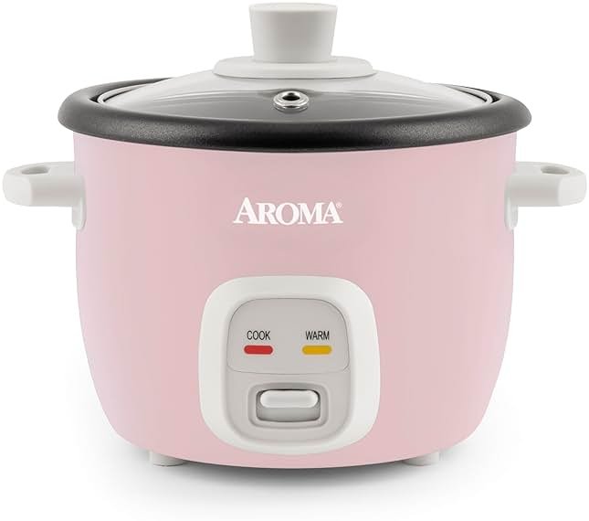 AROMA® Mini Rice Cooker, 2-Cup (Uncooked) / 4-Cup (Cooked), Grain Cooker, Soup Maker, Oatmeal Cooker, Auto Keep Warm, 1 Qt, Pink, ARC-302NGP - Product Image