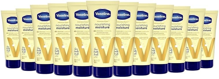 Vaseline Nourishing Moisture Body Lotion Hand & Body Lotion Pack of 12 for Dry Skin made with Ultra-Hydrating Lipids & Pure Oat Extract 3.4 oz - Product Image
