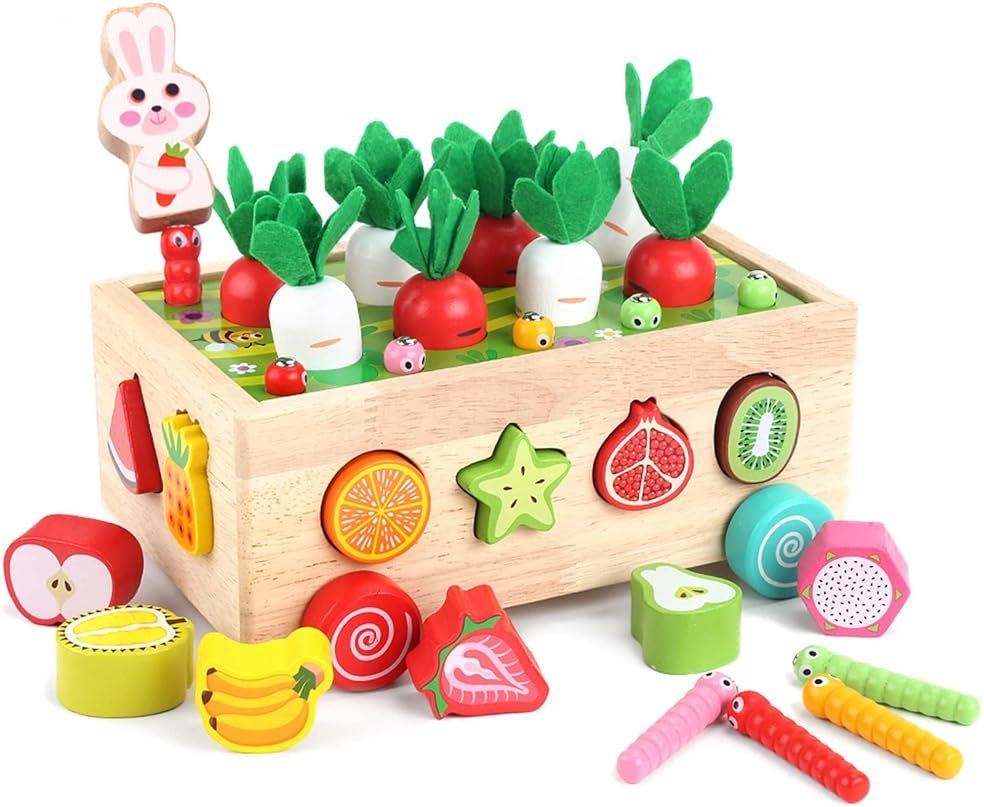 Toddlers Montessori Wooden Educational Toys for Baby Boys Girls Age 1 2 3 Year Old, Shape Sorting Toys 1st One First Birthday Girl Gifts for Kids 1-3, Wood Preschool Learning Fine Motor Skills Game - Product Image