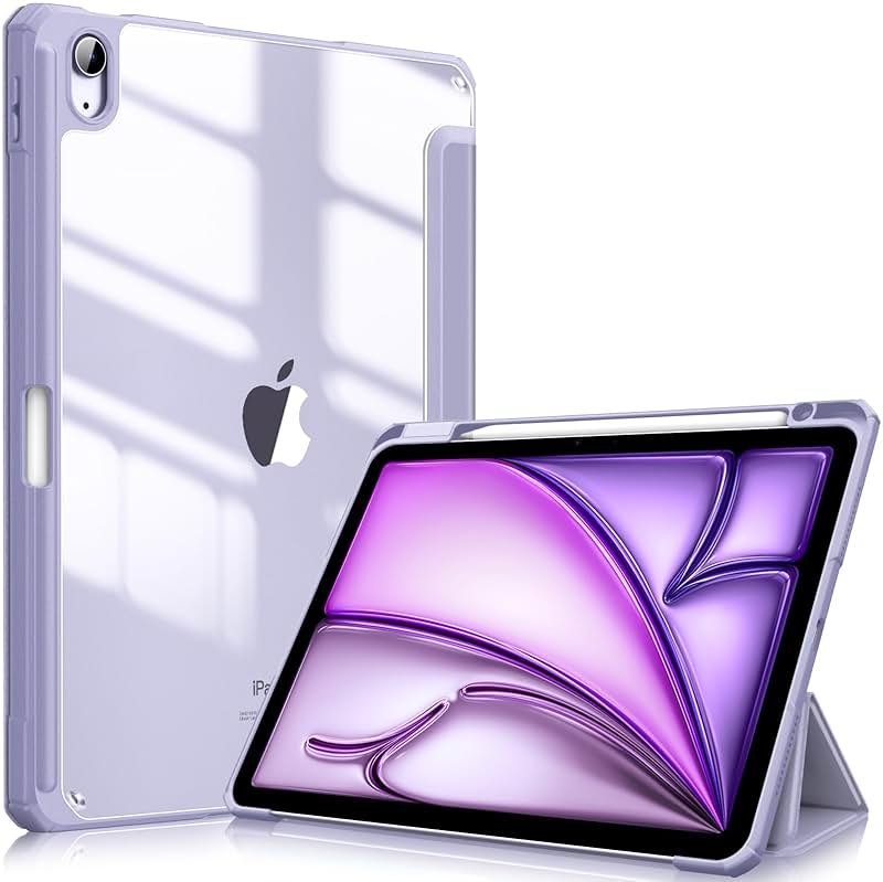Fintie Hybrid Slim Case for iPad Air 11-inch M4/M3/M2 (2026/2025/2024), iPad Air 5th/4th Generation (2022/2020) 10.9 Inch - Shockproof Cover with Clear Back Shell & Pencil Holder, Lilac Purple - Product Image