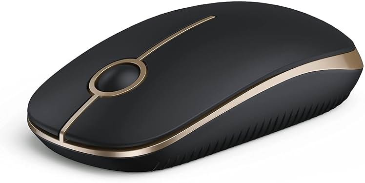 VssoPlor Wireless Mouse, 2.4G Slim Portable Computer Laptop Mouse with Nano Receiver Quiet Silent Optical Mice for Notebook, PC, Laptop, Computer-Black and Gold - Product Image