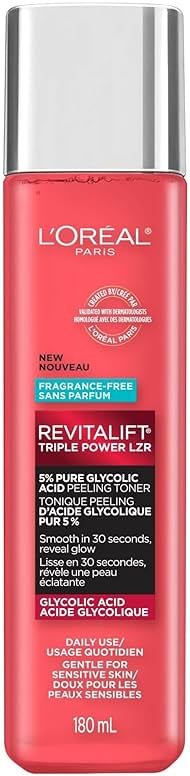 L'Oreal Paris Revitalift 5% Pure Glycolic Acid Peeling Toner with Aloe Vera, Alcohol Free, Fragrance Free 6 fl oz - Product Image