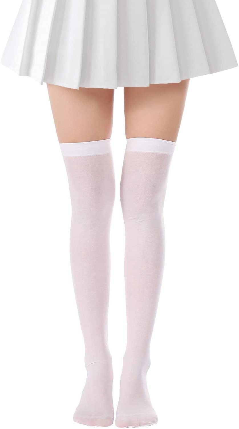 Lastclream Women Costume Thigh High Silk Stockings for Woman 80D Semi Opaque Over Knee Socks Cosplay Knee High Hosiery - Product Image