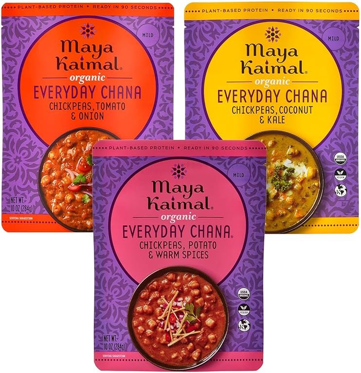 Maya Kaimal Organic Indian Everyday Chana Variety - Fully Cooked - Vegan - Microwavable - Ready to Eat Meals (10 Ounce, Pack of 3) - Product Image
