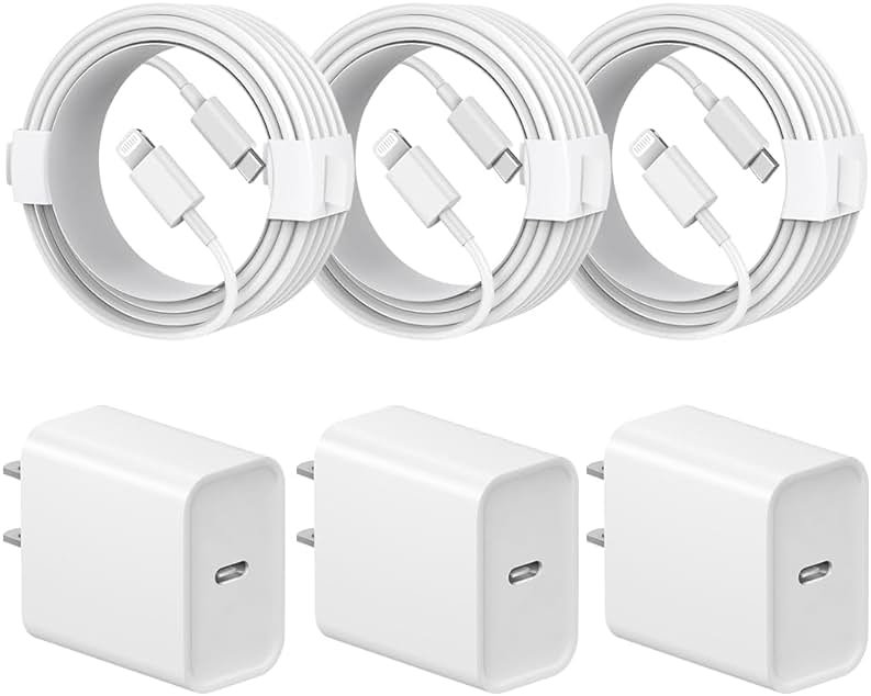 iPhone 14 13 12 11 Charger Fast Charging iPhone Fast Charger 3-Pack 20W iPad Charger 6FT C Chargers Fast Charging Cord Whit iPhone 14/14 Pro Max/13 Pro/13/12 Mini/12 Pro Max/11 Pro Max/Xs and iPad - Product Image